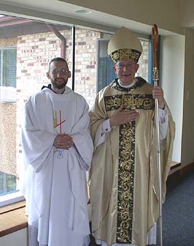 Fr. John Martin with Bishop Leonard Blair